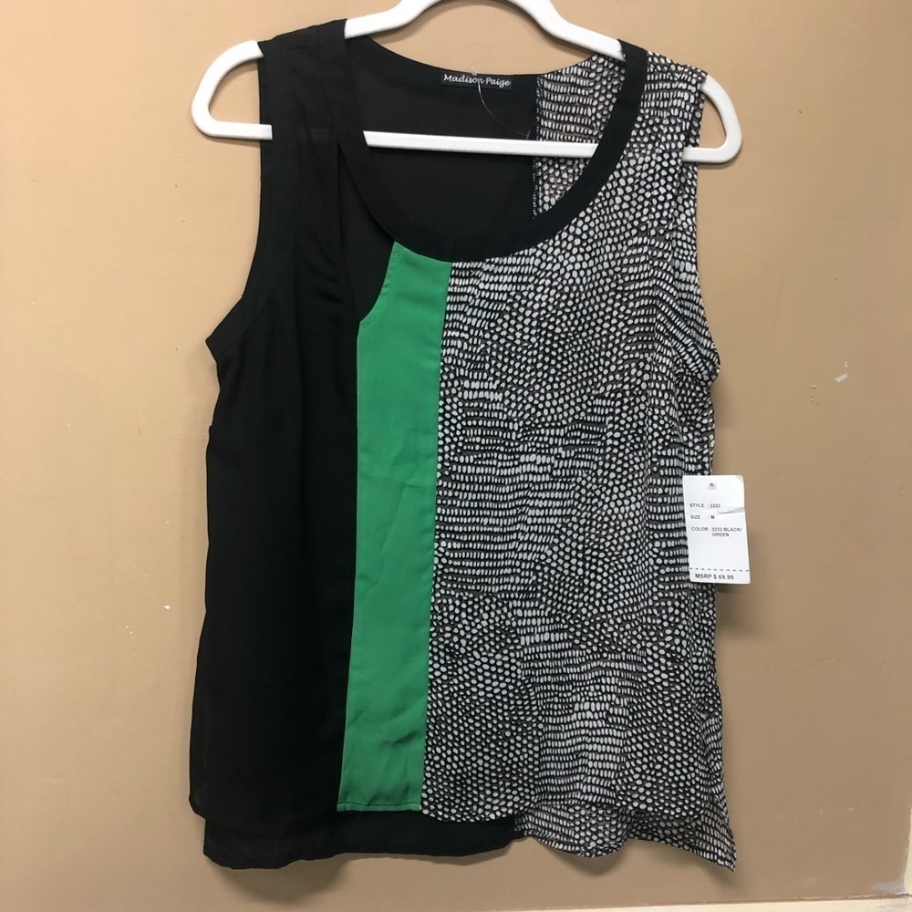 Madison Paige Semi Sheer Colorbock Lightweight Blouse Size Medium NWT